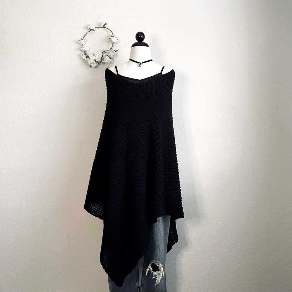 Love Your Melon Black Knit Shawl